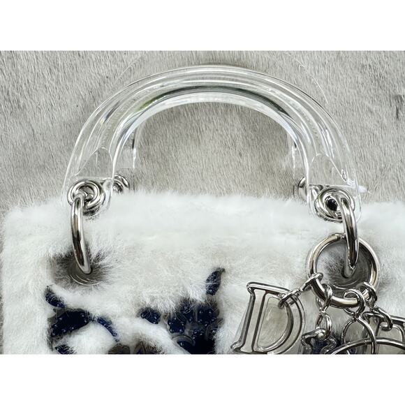CHRISTIAN DIOR Mini Embellished Faux Fur Lady Dior Bag - Picture 12 of 15